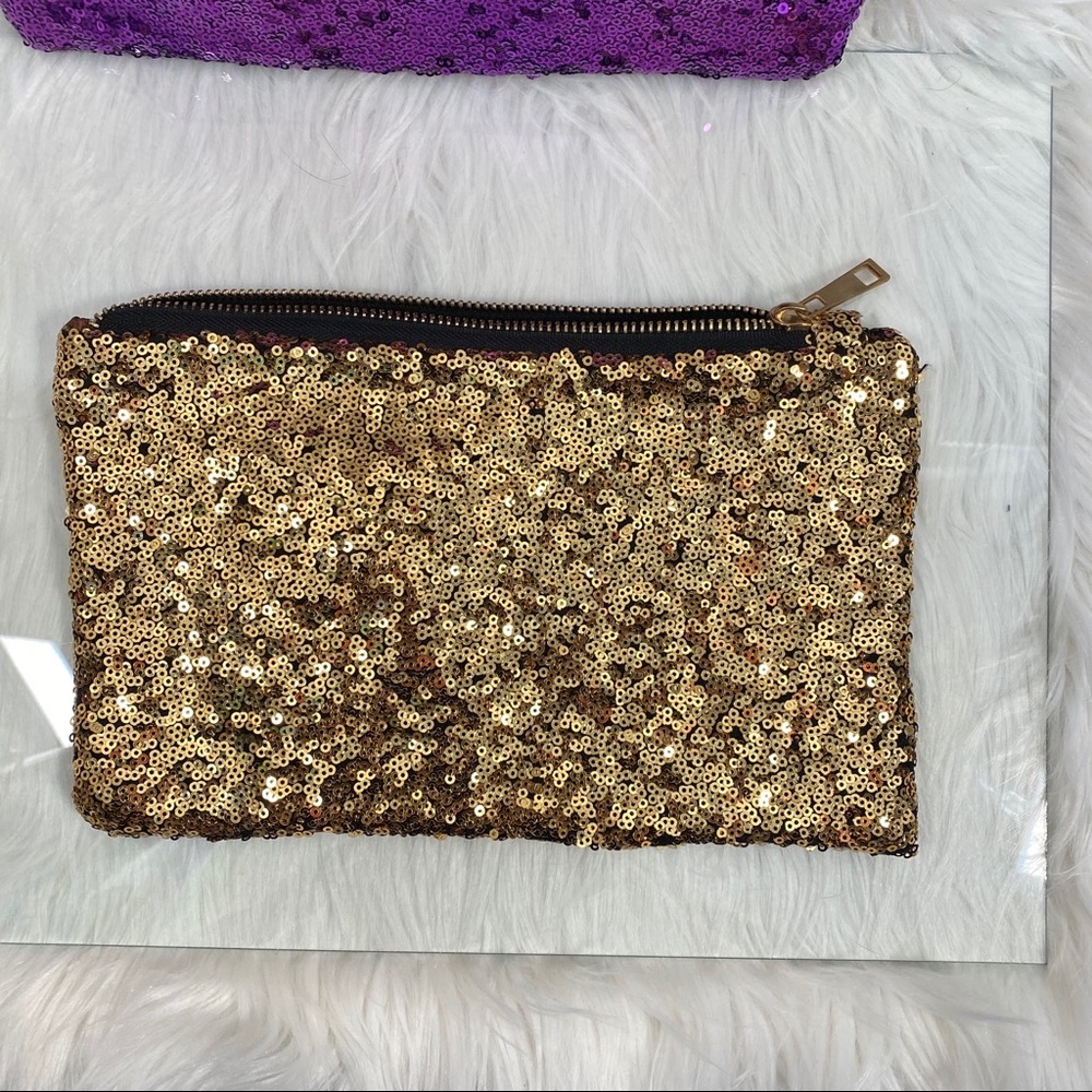 sequin cosmetic bags lined with leopard print - Picture 2 of 11